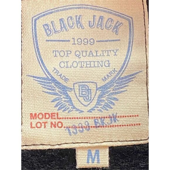 BLACKJACK MEN’S MEDIUM Black Pullover  Hoodie with Gold Trim - Picture 7 of 10